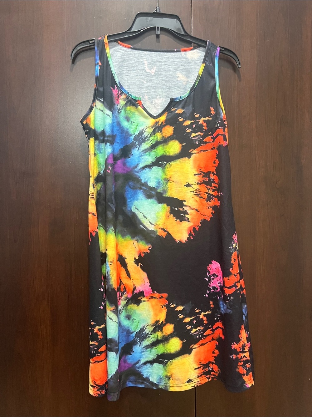 Vibrant Tie-Dye Black Tank Dress - Picture 3 of 3